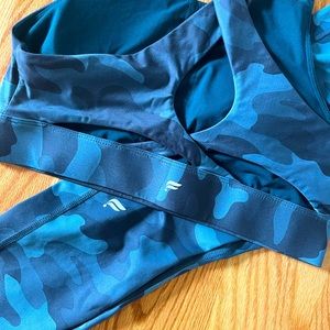 Fabletics Blue Camo leggings and bra set